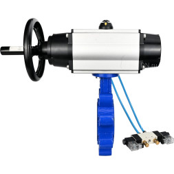 Затвор дисковый поворотный WBV1616N-2W-Fb-H Ду125 Ру16 LUG корпус - чугун QT450, диск - чугун QT450, уплотнение - NBR, с пневмоприводом PA-DA-105-1 и пневмораспределителем 4V320-10 AC220V