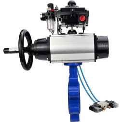 Затвор дисковый поворотный WBV1631E-2W-Fb-H Ду125 Ру16 LUG корпус - чугун QT450, диск - нержавеющая сталь 304, уплотнение - EPDM, с пневмоприводом PA-DA-105-1, пневмораспределителем 4V320-10 AC220V, БКВ APL-410N EX и БПВ AFC2000