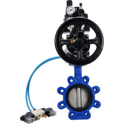 Затвор дисковый поворотный WBV1631E-2W-Fb-H Ду125 Ру16 LUG корпус - чугун QT450, диск - нержавеющая сталь 304, уплотнение - EPDM, с пневмоприводом PA-DA-105-1, пневмораспределителем 4V320-10 AC220V, БКВ APL-410N EX и БПВ AFC2000