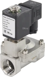 Клапан электромагнитный VS431-NT-NC-220VAC 3/4″ Ду20 Ру16, соленоидный двухходовой, корпус - нержавеющая сталь 304, уплотнение - NBR, резьбовой, нормально-закрытый, пилотный, катушка - 220В