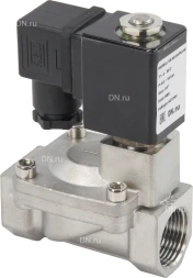 Клапан электромагнитный VS431-NT-NC-220VAC 3/4″ Ду20 Ру16, соленоидный двухходовой, корпус - нержавеющая сталь 304, уплотнение - NBR, резьбовой, нормально-закрытый, пилотный, катушка - 220В