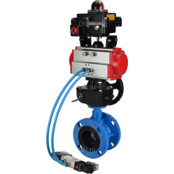Затвор дисковый поворотный WBV1313E-2W-F-H Ду200 Ру16 фланцевый, корпус - чугун GGG40, диск - чугун GGG40, EPDM, с пневмоприводом PA-DA-140, пневмораспределителем 4V320-08 AC220V, БКВ APL-410N EX и ручным дублером MON2-450-T28-ISO