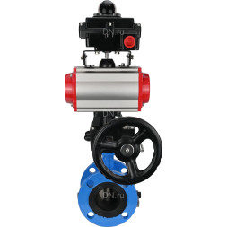 Затвор дисковый поворотный WBV1313E-2W-F-H Ду200 Ру16 фланцевый, корпус - чугун GGG40, диск - чугун GGG40, EPDM, с пневмоприводом PA-DA-140, пневмораспределителем 4V320-08 AC220V, БКВ APL-410N EX и ручным дублером MON2-450-T28-ISO