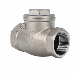 Клапан обратный VCT3131-T 1 1/2 Ду40 Ру16 ZGY резьбовой, поворотный, корпус - нержавеющая сталь CF8/AISI 304, диск - нержавеющая сталь CF8/AISI 304, уплотнение - PTFE