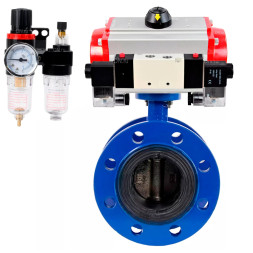 Затвор дисковый поворотный WBV1331E-2W-F-H Ду50 Ру16 фланцевый, корпус - чугун GGG40, диск - нержавеющая сталь 304, уплотнение - EPDM, с пневмоприводом PA-DA-105, пневмораспределителем 4V320-08 AC220V и БПВ AFC2000