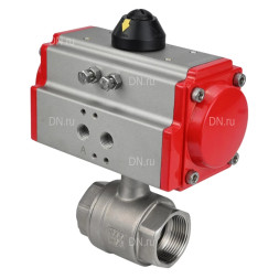 Кран шаровой BV3232P(2pc)-FP-T-ISO-H Ду100 Ру40 полнопроходной двухходовой, нержавеющая сталь 316, внутренняя резьба, уплотнение - PTFE, с пневмоприводом двойного действия PA-DA-105