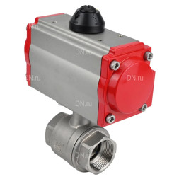 Кран шаровой BV3232P(2pc)-FP-T-ISO-H Ду100 Ру40 полнопроходной двухходовой, нержавеющая сталь 316, внутренняя резьба, уплотнение - PTFE, с пневмоприводом двойного действия PA-DA-105