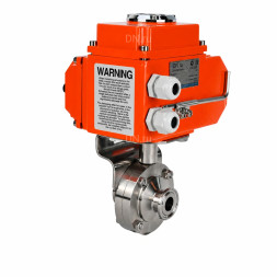 Затвор дисковый поворотный WBV3131E-2W-C-H Ду25 Ру10 кламповый, корпус - пищевая нержавеющая сталь 304, уплотнение - EPDM, с электроприводом QT-N-003EM-O1-24VDC-У1 HARK