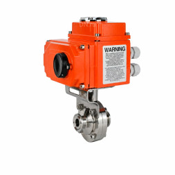 Затвор дисковый поворотный WBV3131E-2W-C-H Ду25 Ру10 кламповый, корпус - пищевая нержавеющая сталь 304, уплотнение - EPDM, с электроприводом QT-N-003EM-O1-24VDC-У1 HARK