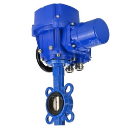 Затвор дисковый поворотный WBV1432N-2W-Fb-H Ду150 Ру16, корпус - чугун GGG50, диск - нержавеющая сталь 316L, уплотнение - NBR, с электроприводом QT-N-015M-O2-380VAC-У1