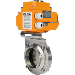 Затвор дисковый поворотный WBV3131E-2W-W-H Ду15 Ру10 под приварку, корпус - пищевая нержавеющая сталь 304, уплотнение - EPDM, с электроприводом QT-N-003EM-O1-220VAC-У1 220В HARK