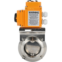 Затвор дисковый поворотный WBV3131E-2W-W-H Ду15 Ру10 под приварку, корпус - пищевая нержавеющая сталь 304, уплотнение - EPDM, с электроприводом QT-N-003EM-O1-220VAC-У1 220В HARK