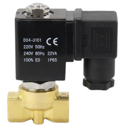 Клапан электромагнитный VS700-PT-NC-220VAC 1 1/2″ Ду40 Ру10 соленоидный двухходовой, корпус - латунь, уплотнение - PTFE, присоединение - внутренняя резьба, прямого действия, нормально-закрытый, с нулевым перепадом давления, катушка - 220В
