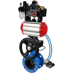 Затвор дисковый поворотный WBV1313E-2W-F-H Ду150 Ру16 фланцевый, корпус - чугун GGG40, диск - чугун GGG40, EPDM, с пневмоприводом PA-DA-130, пневмораспределителем 4V320-10 AC220V, БКВ APL-410N EX, ручным дублером MON1-250-T26-ISO и БПВ AFC2000