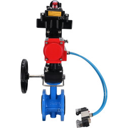 Затвор дисковый поворотный WBV1313E-2W-F-H Ду150 Ру16 фланцевый, корпус - чугун GGG40, диск - чугун GGG40, EPDM, с пневмоприводом PA-DA-130, пневмораспределителем 4V320-10 AC220V, БКВ APL-410N EX, ручным дублером MON1-250-T26-ISO и БПВ AFC2000