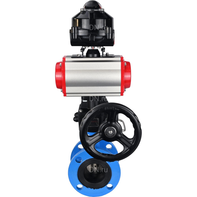 Затвор дисковый поворотный WBV1313E-2W-F-H Ду50 Ру16 фланцевый, корпус - чугун GGG40, диск - чугун GGG40, уплотнение - EPDM, с пневмоприводом PA-DA-105, БКВ APL-510N EX и ручным дублером MON1-250-T26-ISO в Барнауле