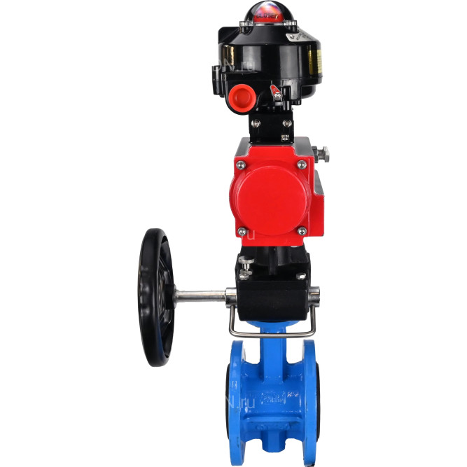 Затвор дисковый поворотный WBV1313E-2W-F-H Ду50 Ру16 фланцевый, корпус - чугун GGG40, диск - чугун GGG40, уплотнение - EPDM, с пневмоприводом PA-DA-105, БКВ APL-510N EX и ручным дублером MON1-250-T26-ISO в Барнауле