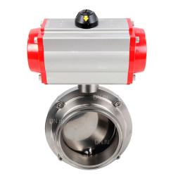 Затвор дисковый поворотный кламповый WBV3131S-2W-C-H Ду80 Ру10 корпус - пищевая нержавеющая сталь 304, уплотнение – Silicon, с пневмоприводом PA-SA-083 с возвратными пружинами