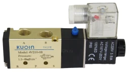 Пневмораспределитель 4V210-08 AC220V 1/4″ моностабильный, пятиканальный, для шиберных задвижек с пневмоцилиндром