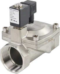 Клапан электромагнитный VS431-NT-NC-220VAC 2″ Ду50 Ру16, соленоидный двухходовой, корпус - нержавеющая сталь 304, уплотнение - NBR, резьбовой, нормально-закрытый, пилотный, катушка - 220В
