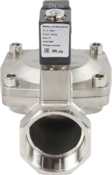 Клапан электромагнитный VS431-NT-NC-220VAC 2″ Ду50 Ру16, соленоидный двухходовой, корпус - нержавеющая сталь 304, уплотнение - NBR, резьбовой, нормально-закрытый, пилотный, катушка - 220В