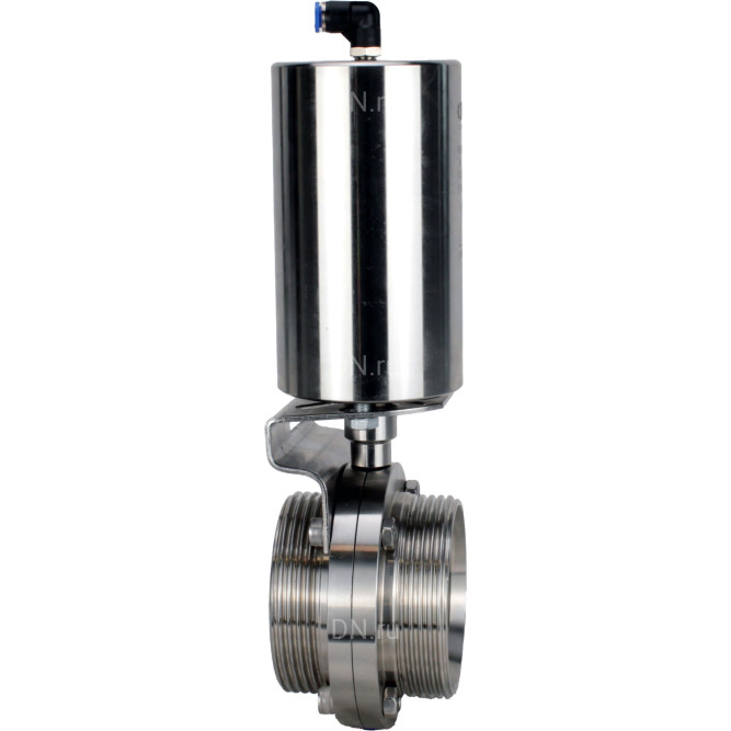 Затвор дисковый поворотный WBV3131E-2W-T-H Ду65 Ру10 резьбовой, пищевая нержавеющая сталь 304, уплотнение – EPDM, с пневмоприводом PA-SA-85 с возвратными пружинами в Барнауле
