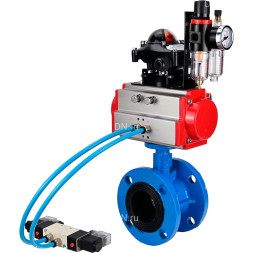 Затвор дисковый поворотный WBV1313E-2W-F-H Ду80 Ру16, корпус - чугун GGG40, диск - чугун GGG40, уплотнение - EPDM, с пневмоприводом PA-DA-105, пневмораспределителем 4M320-08 AC220V, БКВ APL-210N и БПВ AFC2000