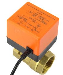 Кран шаровой BV0030NP-SP-T-ED Ду32 Ру16 стандартнопроходной двухходовой, латунь, внутренняя резьба, уплотнение - нитриловый каучук / PTFE, с электроприводом 24VDC без концевых выключателей