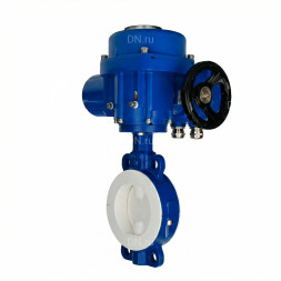 Затвор дисковый поворотный WBV3434Pf-2W-Fb-H Ду100 Ру16 корпус - углеродистая сталь WCB, диск - углеродистая сталь WCB, футерованный PTFE, уплотнение - PTFE, с электроприводом QT-N-010M-O2-220VAC-У1