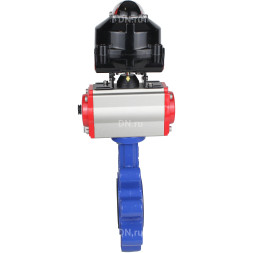 Затвор дисковый поворотный WBV1631N-2W-Fb-H Ду125 Ру16 LUG корпус - чугун QT450, диск - нержавеющая сталь 304, уплотнение - NBR, с пневмоприводом PA-DA-105, пневмораспределителем 4M310-08 AC220V и БКВ APL-510N EX