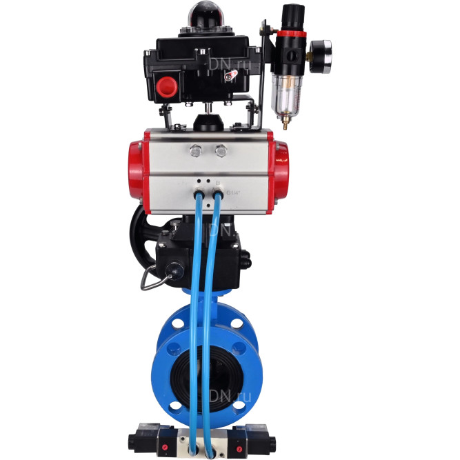 Затвор дисковый поворотный WBV1313E-2W-F-H Ду65 Ру16 фланцевый, корпус - чугун GGG40, диск - чугун GGG40, EPDM, с пневмоприводом PA-DA-105, пневмораспределителем 4V320-10 AC220V, БКВ APL-410N EX, ручным дублером MON1-250-T26-ISO и БПВ AFC2000 в Барнауле
