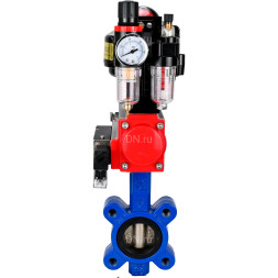 Затвор дисковый поворотный WBV1616E-2W-Fb-H Ду150 Ру16 LUG корпус - чугун QT450, диск - чугун QT450, уплотнение - EPDM, с пневмоприводом PA-SA-160, пневмораспределителем 4M310-08 DC24V, БКВ APL-510N EX и БПВ AFC2000