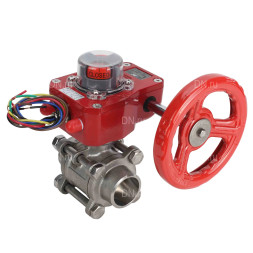 Кран шаровой BV3232P(3pc)-FP-W-ISO-H Ду40 Ру40 полнопроходной двухходовой, нержавеющая сталь SS316, под приварку, уплотнение - PTFE, с ISO фланцем и редуктором HGBF RQN1-180Z с индикатором положения и датчиком обратной связи