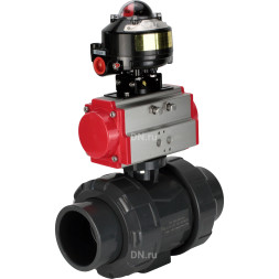 Кран шаровой BV4242E-FP-GRM-ISO Дн100 Ру10 полнопроходной, корпус - НПВХ, шар - НПВХ, уплотнение - EPDM, с пневмоприводом PA-SA-083 и БКВ APL-510N EX