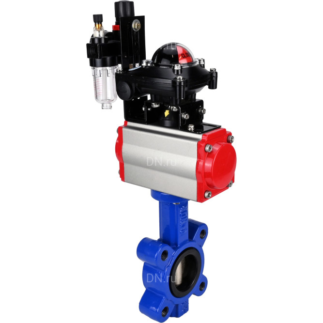 Затвор дисковый поворотный WBV1616N-2W-Fb-H Ду125 Ру16 LUG корпус - чугун QT450, диск - чугун QT450, уплотнение - NBR, с пневмоприводом PA-SA-140, пневмораспределителем 4M310-08 DC24V, БКВ APL-210N и БПВ AFC2000 в Барнауле