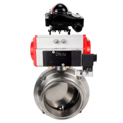 Затвор дисковый поворотный кламповый WBV3131E-2W-C-H Ду32 Ру10 корпус - пищевая нержавеющая сталь 304, уплотнение – EPDM, с пневмоприводом PA-DA-052, пневмораспределителем 4M310-08 AC220V и БКВ APL-210N