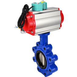 Затвор дисковый поворотный WBV1616N-2W-Fb-H Ду100 Ру16 LUG корпус - чугун QT450, диск - чугун QT450, уплотнение - NBR, с пневмоприводом PA-DA-083, пневмораспределителем 4M310-08 DC24V и магнитным переключателем ALS200D