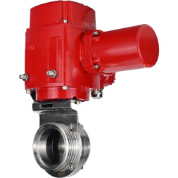 Затвор дисковый поворотный WBV3131E-2W-T-H Ду25 Ру10 резьбовой, корпус - пищевая нержавеющая сталь 304, уплотнение - EPDM, с электроприводом QT-EX-005M-O2-220VAC-У1 с моментной муфтой и штурвалом