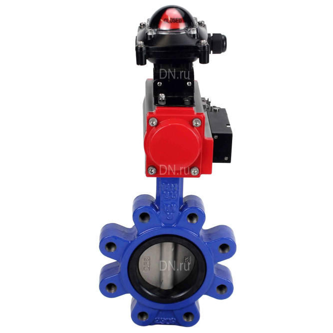 Затвор дисковый поворотный WBV1631E-2W-Fb-H Ду125 Ру16 LUG корпус - чугун QT450, диск - нержавеющая сталь 304, уплотнение - EPDM, с пневмоприводом PA-DA-105, пневмораспределителем 4M310-08 AC220V и БКВ APL-210N в Барнауле