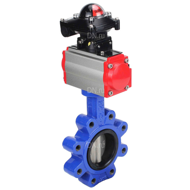 Затвор дисковый поворотный WBV1631E-2W-Fb-H Ду125 Ру16 LUG корпус - чугун QT450, диск - нержавеющая сталь 304, уплотнение - EPDM, с пневмоприводом PA-DA-105, пневмораспределителем 4M310-08 AC220V и БКВ APL-210N в Барнауле