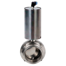 Затвор дисковый поворотный кламповый WBV3131E-2W-C-H Ду25 Ру10 корпус - пищевая нержавеющая сталь 304, уплотнение – EPDM, с пневмоприводом PA-SA-85 с возвратными пружинами