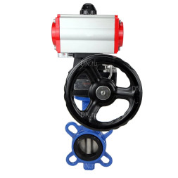 Затвор дисковый поворотный WBV1432N-2W-Fb-H Ду40 Ру16, корпус - чугун GGG50, диск - нержавеющая сталь 316L, уплотнение - NBR, с пневмоприводом PA-DA-052, пневмораспределителем 4M310-08 DC24V и ручным дублером MON1-250-T26-ISO