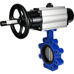 Затвор дисковый поворотный WBV1631E-2W-Fb-H Ду125 Ру16 LUG корпус - чугун QT450, диск - нержавеющая сталь 304, уплотнение - EPDM, с пневмоприводом PA-DA-105-1 и пневмораспределителем 4M310-08 AC220V