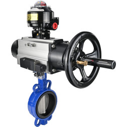 Затвор дисковый поворотный WBV1432N-2W-Fb-H Ду125 Ру16, корпус - чугун GGG50, диск - нержавеющая сталь 316L, уплотнение - NBR, с пневмоприводом PA-DA-105-1 двойного действия, пневмораспределителем 4M310-08 AC220V, БКВ APL-510N-EX