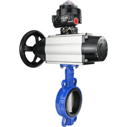 Затвор дисковый поворотный WBV1432N-2W-Fb-H Ду125 Ру16, корпус - чугун GGG50, диск - нержавеющая сталь 316L, уплотнение - NBR, с пневмоприводом PA-DA-105-1 двойного действия, пневмораспределителем 4M310-08 AC220V, БКВ APL-510N-EX