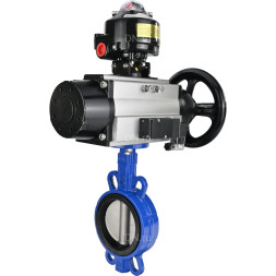 Затвор дисковый поворотный WBV1432N-2W-Fb-H Ду125 Ру16, корпус - чугун GGG50, диск - нержавеющая сталь 316L, уплотнение - NBR, с пневмоприводом PA-DA-105-1 двойного действия, пневмораспределителем 4M310-08 AC220V, БКВ APL-510N-EX