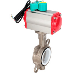 Затвор дисковый поворотный WBV3232P-2W-Fb-H Ду50 Ру16 корпус - нержавеющая сталь 316L, диск - нержавеющая сталь 316L, уплотнение - PTFE, с пневмоприводом PA-DA-083 и магнитным переключателем ALS200D