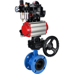 Затвор дисковый поворотный WBV1313E-2W-F-H Ду200 Ру16 фланцевый, корпус - чугун GGG40, диск - чугун GGG40, EPDM, с пневмоприводом PA-DA-140, пневмораспределителем 4M310-08 DC24V, БКВ APL-510N EX, ручным дублером MON2-450-T28-ISO и БПВ AFC2000