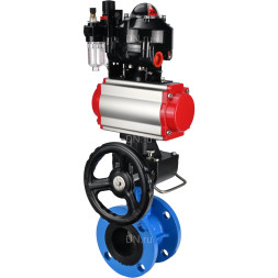 Затвор дисковый поворотный WBV1313E-2W-F-H Ду200 Ру16 фланцевый, корпус - чугун GGG40, диск - чугун GGG40, EPDM, с пневмоприводом PA-DA-140, пневмораспределителем 4M310-08 DC24V, БКВ APL-510N EX, ручным дублером MON2-450-T28-ISO и БПВ AFC2000