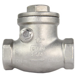 Клапан обратный VC3232P-T 1/2″ Ду15 Ру16 муфтовый, поворотный, корпус - нержавеющая сталь, диск - нержавеющая сталь, уплотнение - PTFE